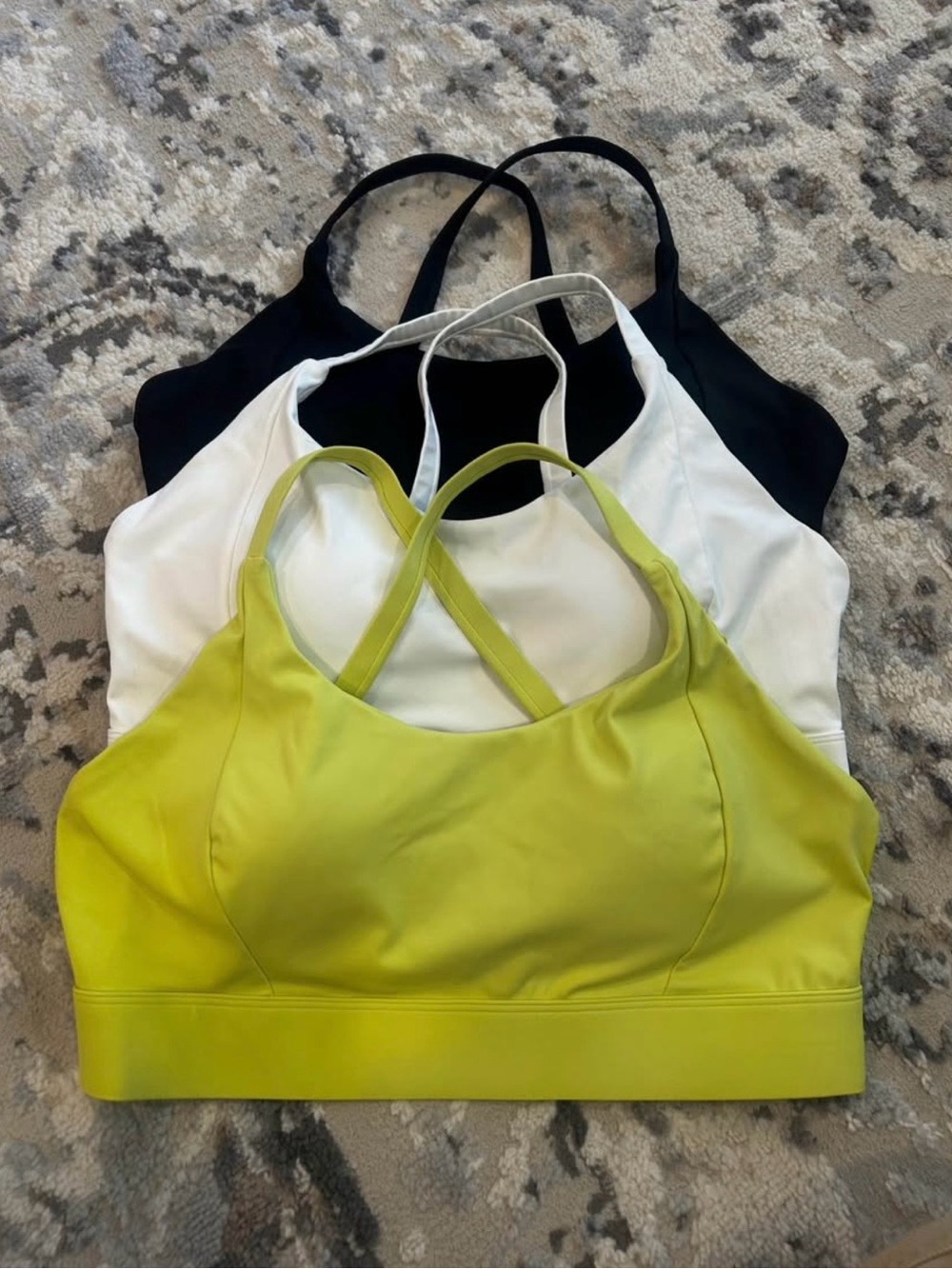 lululemon athletica Cross-Back Sports Bra Trio — Lime, White & Black
